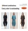 Miyake Women's High-End Flattering T-shirt & Irregular Harem Pants Two-Piece Set
