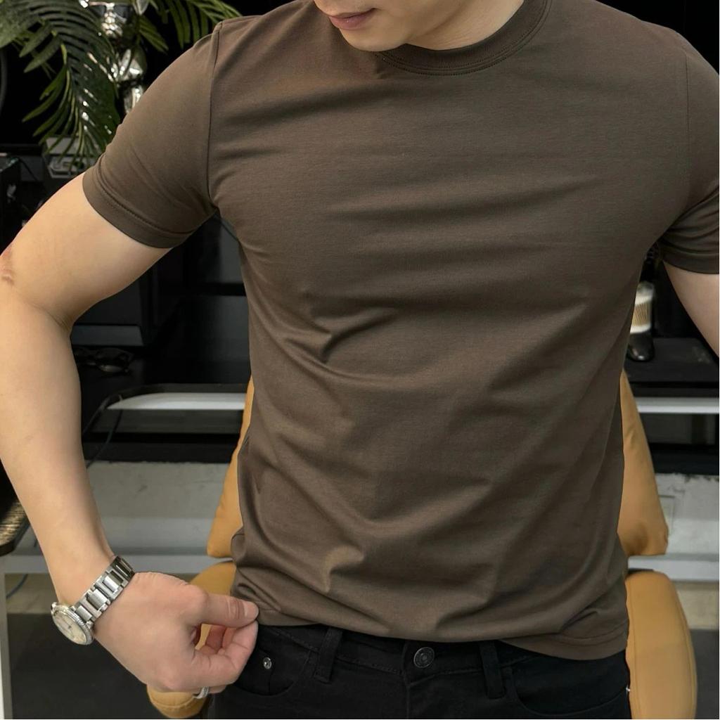 Men Solid Color Crew Neck Short Sleeve T Shirt Slim Fit Casual Basic Everyday Tops