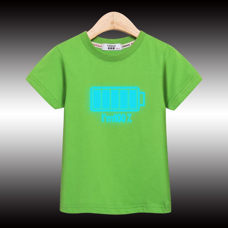 Boys' Summer T-shirt Nightglow Spider Design Top Children's Short Sleeved T-shirt