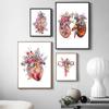 Bunte Anatomie Kunst Blume Organe Herz Lunge Poster und Drucke Medizinische Bildung Wand Kunst Leinwand Malerei Home Dekoration Geschenk