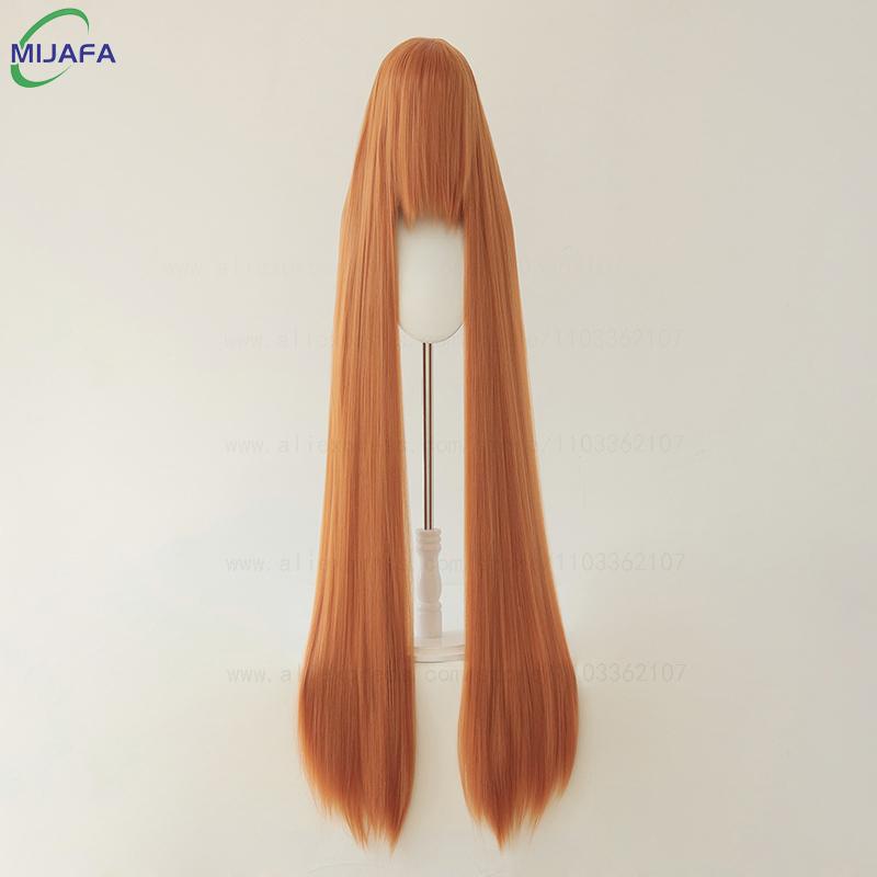 700g Alta Qualità 59" 150cm Lunga Dritta Parrucca Cosplay Con Frangia Biondo Marrone Rosso Verde Blu Resistente al Calore Colori Capelli Parrucche Anime
