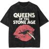 Vintage Washed T Shirt Queens Of The Stone Age Cotton T Shirts Band Popular Tee Shirt for Man Summer Y2K Classic Casual Tops