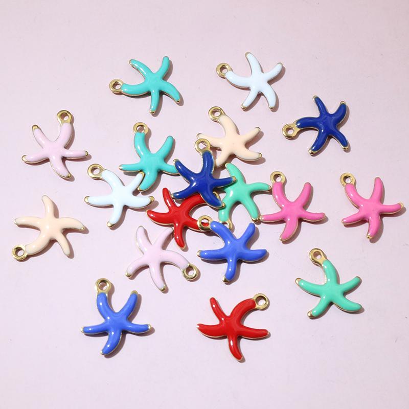 20pcs Stainless Steel Small Enamel Starfish Charms Pendant 10.5x10mm DIY Jewelry Making Accessories for Necklace Earrings