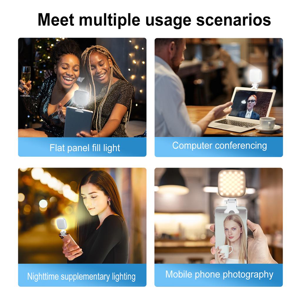 Clip-on LED Fülllicht für Telefon Selfie Licht Konferenz Video Licht 2500K-9000K Dimmbar Eingebaute