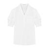 V-neck Short Sleeved Polo Neck White Shirt Women's Commuting Elegant Solid Colour Loose Blouses Thin Top Spring and Summer