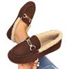 Baumwollschuhe Damen Herbst und Winter flachsohlige Samt warme Oberbekleidung weichsohlige flachsohlige Mützen-Schuhe flauschige kleine Lederschuhe rundto