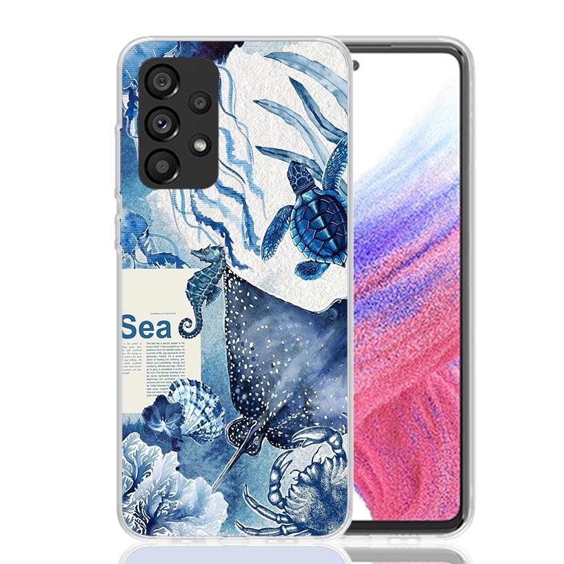 Ocean Starfish Sea Turtle Shark Phone Case For Samsung Galaxy A52 A32 A22 A12 A02S A50S A30S A51 A31 AA71 Note 20 Ultra 10 S10 P