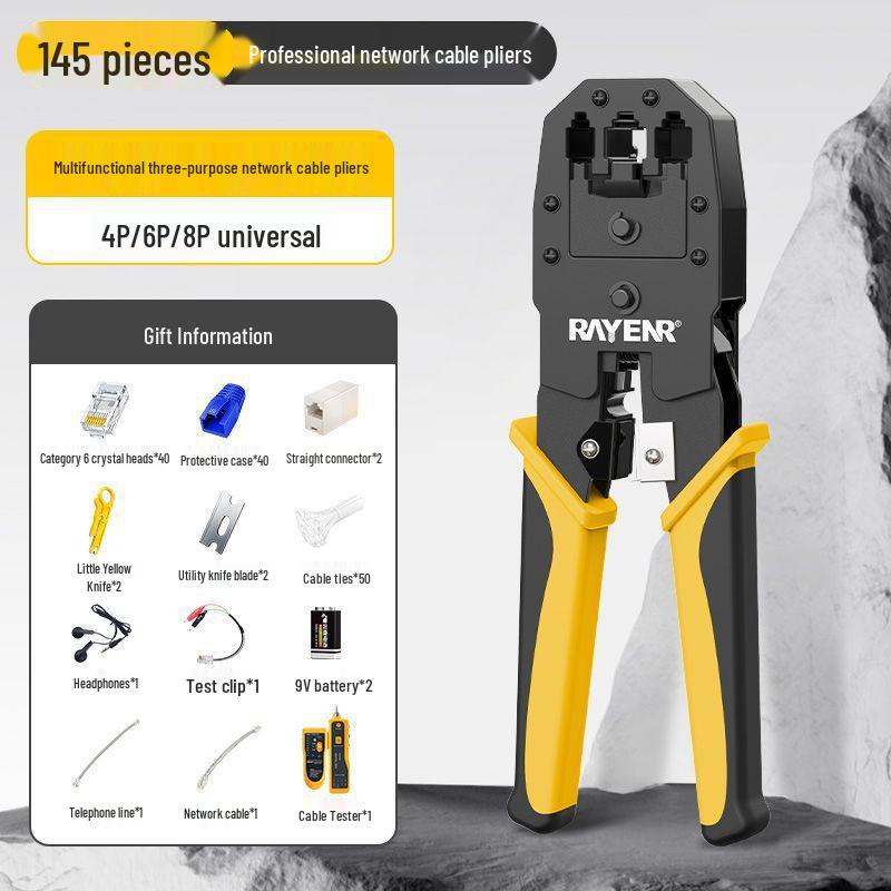 Ruineng Professional Cat 6 Network Crimping Tool Set with Multifunctional Tester