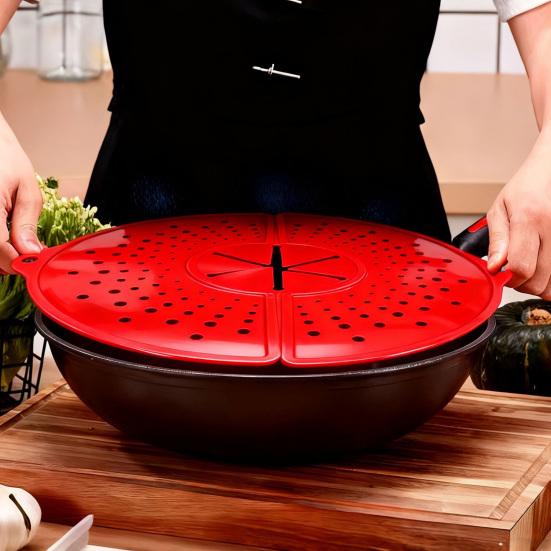 Anti-splash Oil Cover Foldable Silicone Splash Guard for Cooking Pots with Ventilation Steam Release Heat Resistant Lid for Kitchen Use