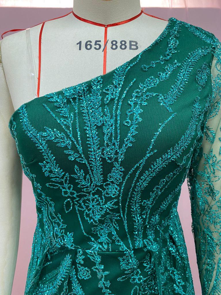 Y9360 2025 Beaded Light Luxury One-Shoulder Bodycon Fishtail Evening Dress for Women