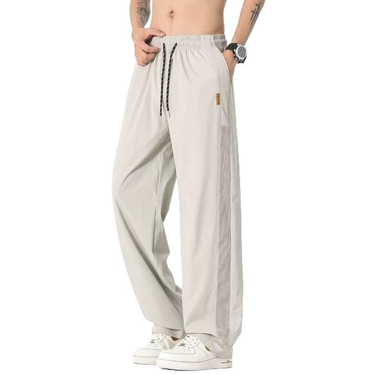 Breathable Mesh Ice Silk Pants Men's Summer Thin Quick-drying Loose Straight Men's Pants Sports and Leisure Long