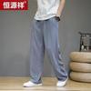 Hengyuanxiang Men's Chinese Style Summer Loose Linen Blend Pants