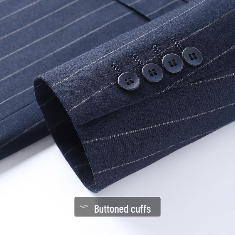 FORTEI Men's Striped Double-Breasted Suit Set