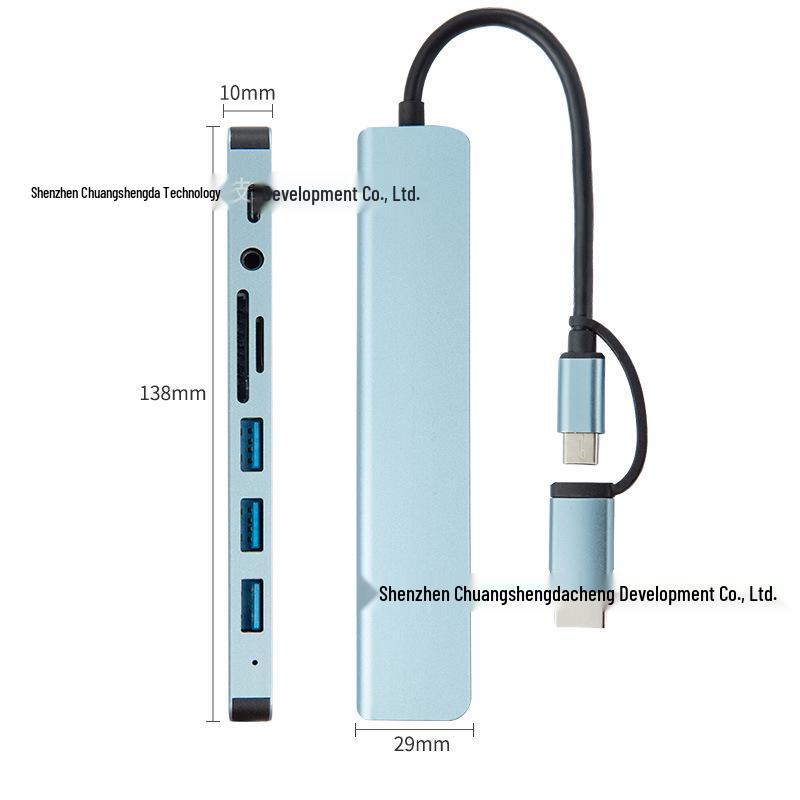 7-in-1 Type-C Expansion Hub with Multi-Functional Card Reader & Dual-Head Splitter