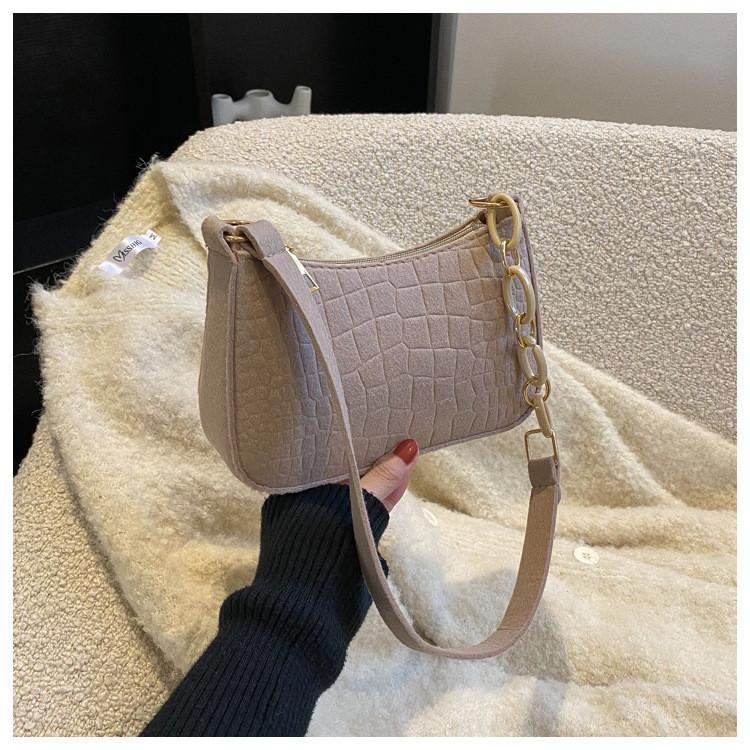 Fashionable Felt Crossbody Bag For Women Adorable Small Square Purse In Black And Pink