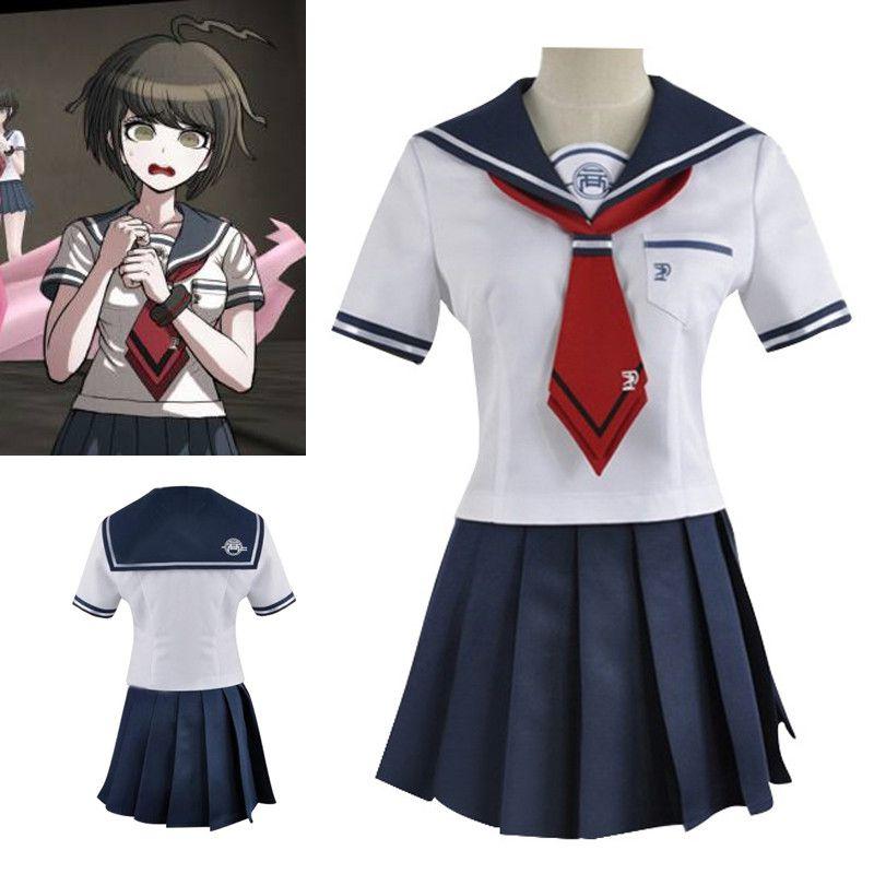 Danganronpa Another Episode Naegi Komaru Elegant White And Navy Blue Uniform Skirt Cosplay Costume With Sock