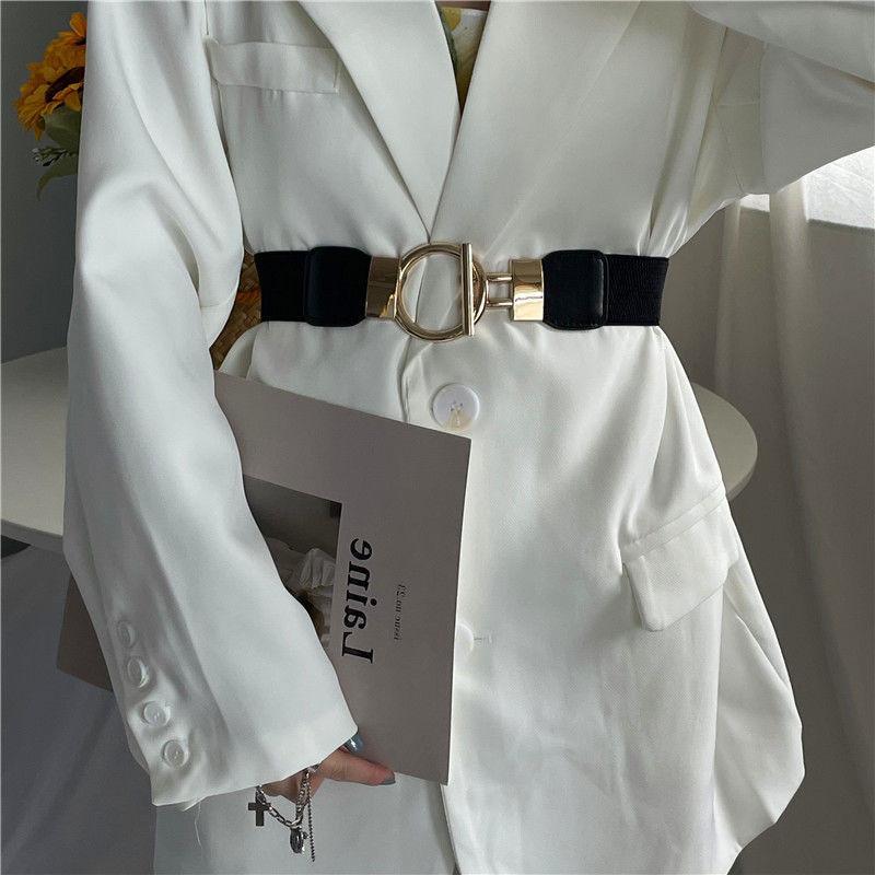 

Womens Trendy Elastic Waist Belt Versatile For Dresses Shirts And Jackets In Elegant Black White And Black Waistband