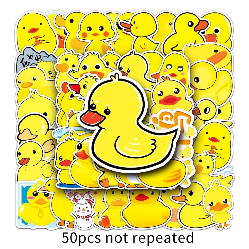 50 Sheets Little Yellow Duck Cartoon Waterproof Stickers for Luggage, Laptops, Bicycles, Cars