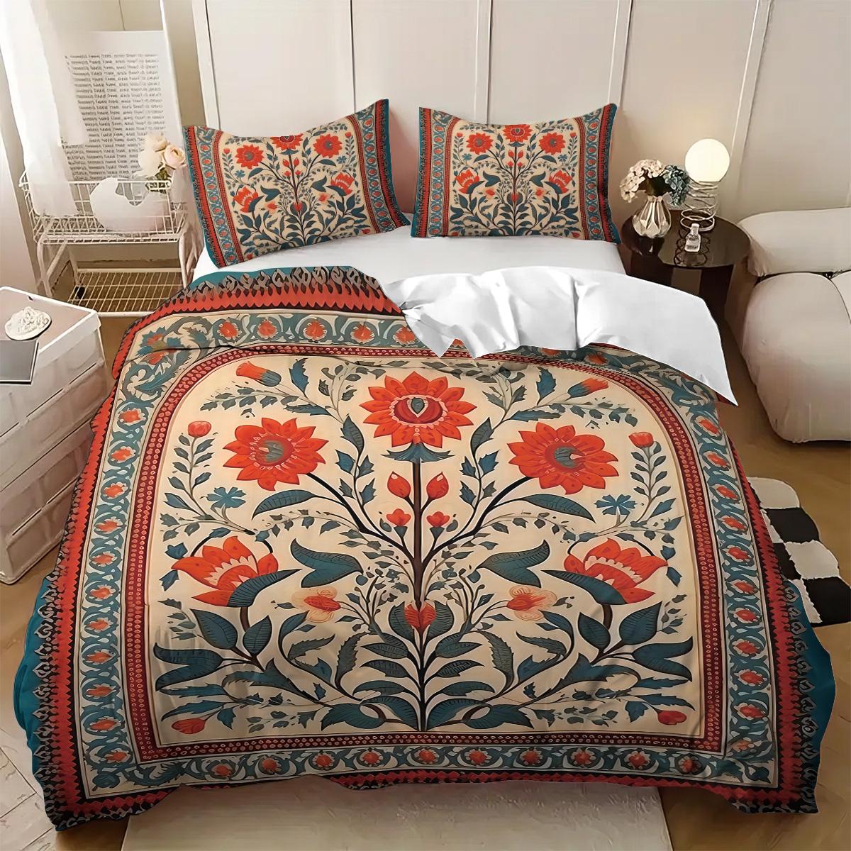 

Набор пододеяльников 3 шт. размера кинг, цветочный в стиле ретро, удобный и дышащий, постельное белье для спальни, отеля 135x200cm-EU-Single