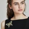 French Vintage Emerald Rhinestone Butterfly Brooch - Intricately Inlaid Metal Accessory
