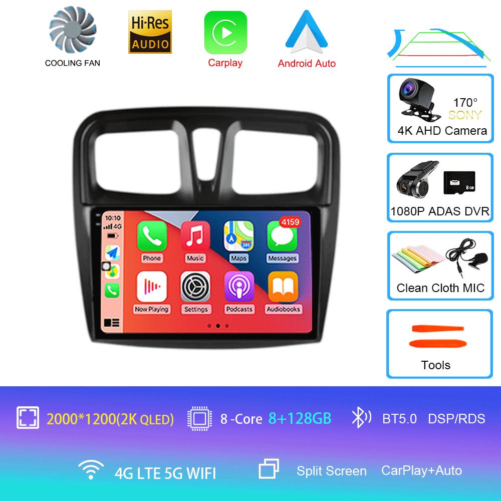 Car Radio Android 14 Carplay For Renault Logan 2 Sandero 2 2012 2013 - 2019 Navigation GPS Multimedia Player wifi+4G BT DSP 2DIN