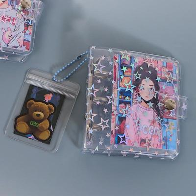 A7 Mini Transparent 3-Hole PVC Binder Planner with Soft Leather Cover