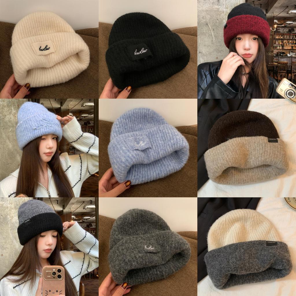 Wool Blend Letter Knitted Hat For Women Winter Cold Weather Warmth