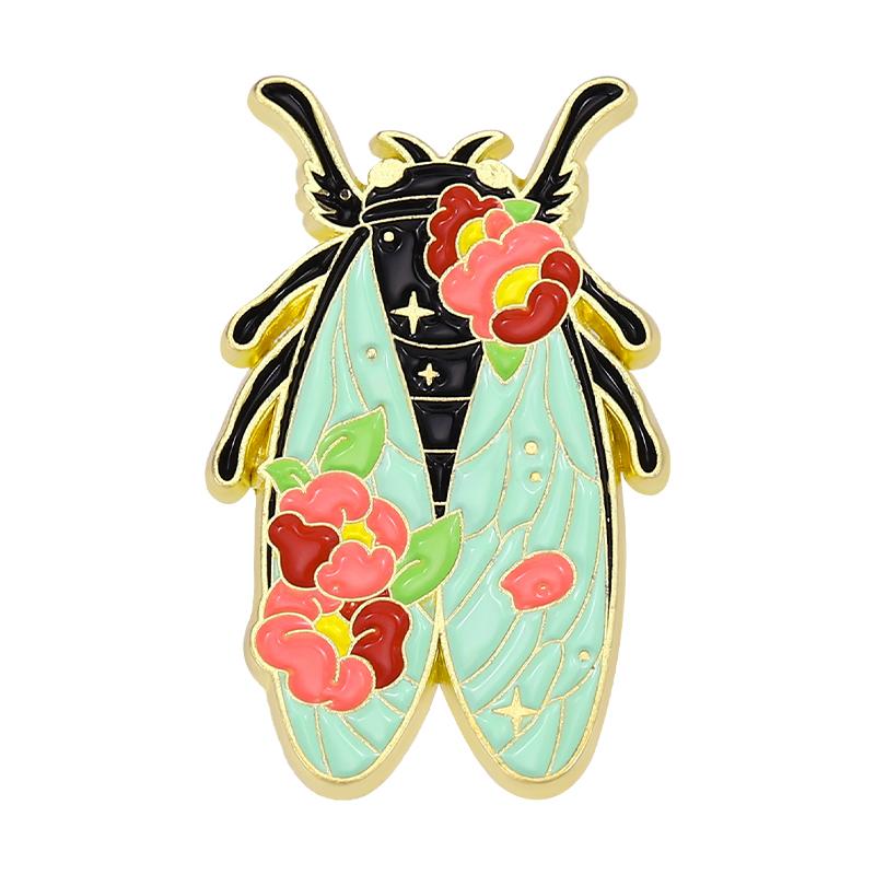 Floral Insects Enamel Pins Custom Nature Moth Cicada Scorpion Brooches Lapel Badges Funny Jewelry Gift for Kids Friends