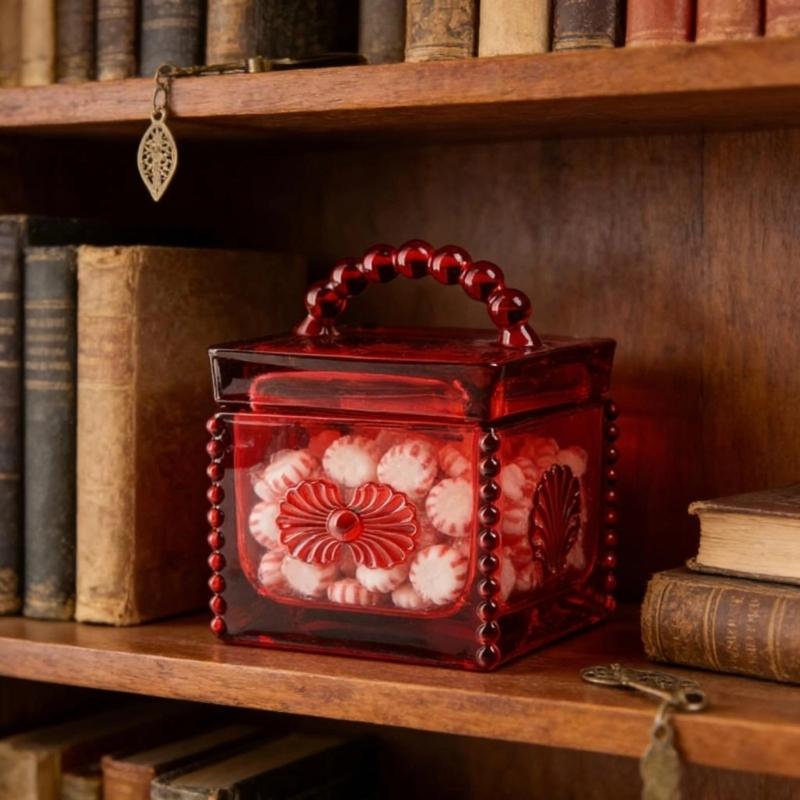 Artistic Square Candies Holder Clear Glass Featuring Intricate Embossed Detail Household Storage Jar