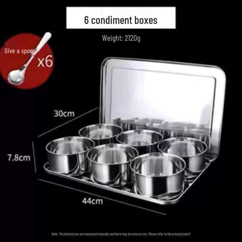 OLOEY 304 Stainless Steel 6-Compartment Condiment Box