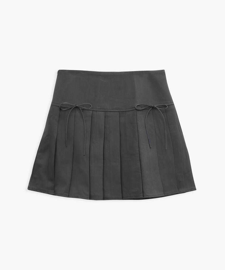 Pink Pineapple Ribbon Pleats Skirt_Grey
