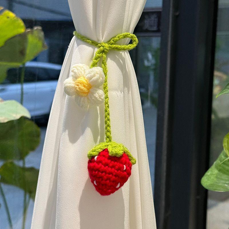 Car Plant Crochet Hanging Basket, Plant Strawberry Hanging Plant for Car Decor, Car Ornaments Charms for Rear View Mirror