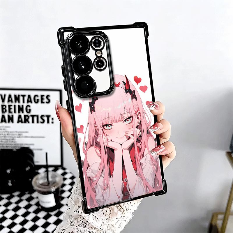Zero Two 02 Kawaii Niedliche Galvanisierte Handyhülle Für Samsung Galaxy S24 S25 FE S26 Edge S23 Ultra S22 S21 Plus S20 Anti-Fall Airbag C