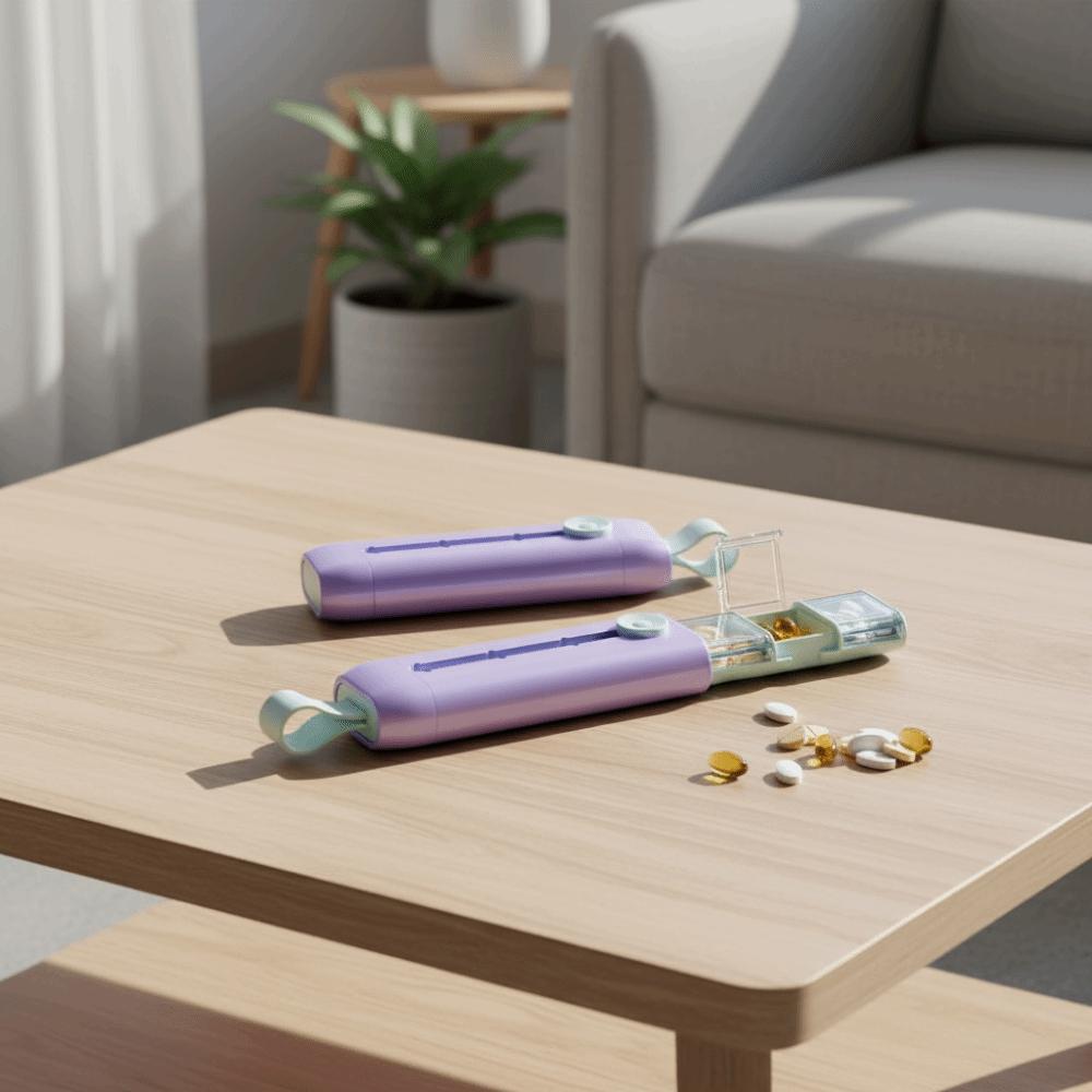 Portable Plastic Divided Pill Box 3 Grids with Lid Pill Dispenser Push Pull Style Pill Storage Box Daily