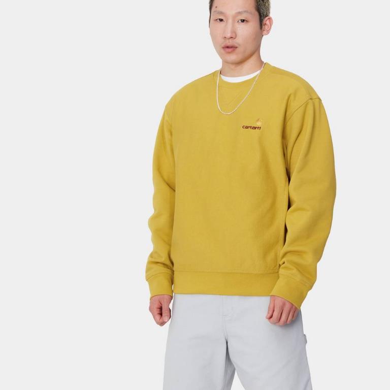 Carhartt WIP American Script Sweat Pullover Loose Fit Crewneck Embroidered Logo Long Sleeve Sweatshirt Men Sweatshirt I025475-29S-XX