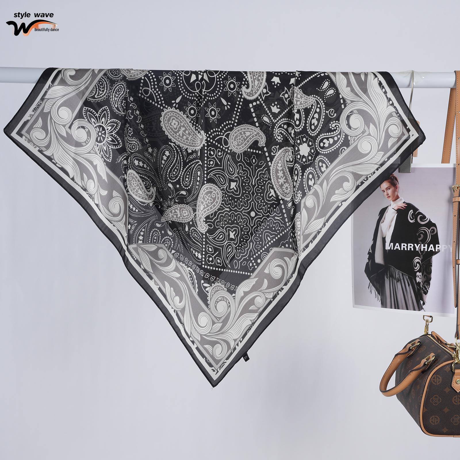 Retro Women s Cashew Print Silk Scarf: Versatile Small Square Neck Scarf/Shawl for Spring/Summer 70x70 CM