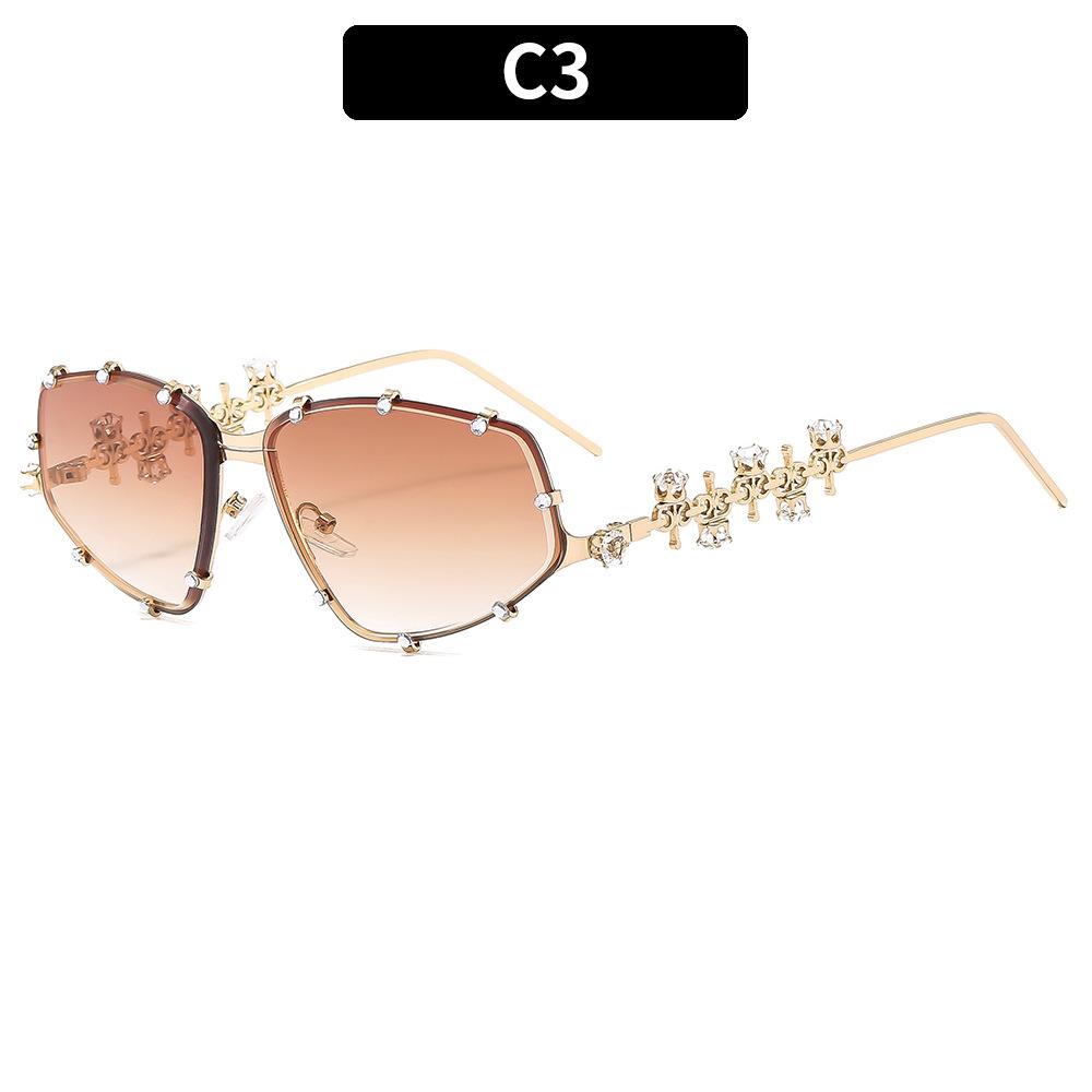 Rhinestone Special-shaped Glasses Women Men Fashion Oversized Cat Eye Glasses Metal Oval Shades Frame Vintage Party Eyeglasses