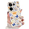 Blue Butterfly Floral Pattern Case For Xiaomi 14T 13T 11T Pro Funda Redmi Note 14 13 12 11 Pro 5G 4G Leather Texture Silicone Cover
