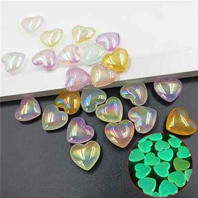 Creative Luminous Jewelry Accessories Loose Beads Jelly Color Fashion Necklace Peach Heart DIY Bracelet Handmade Materials Aurora Dazzle 5pcs