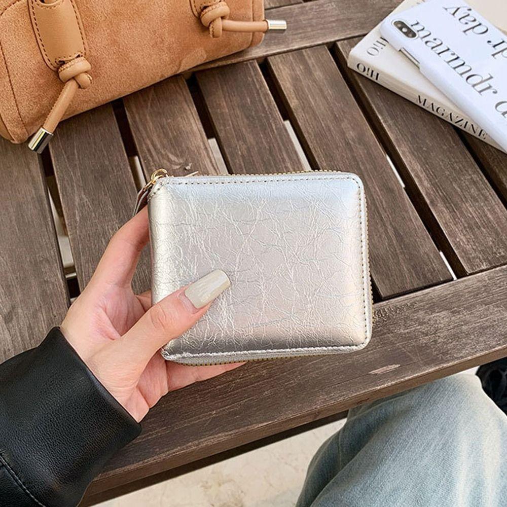 Solid Color PU Zipper Wallet Korean Style Card Holder Portable Solid Color Coin Purse  Outdoor