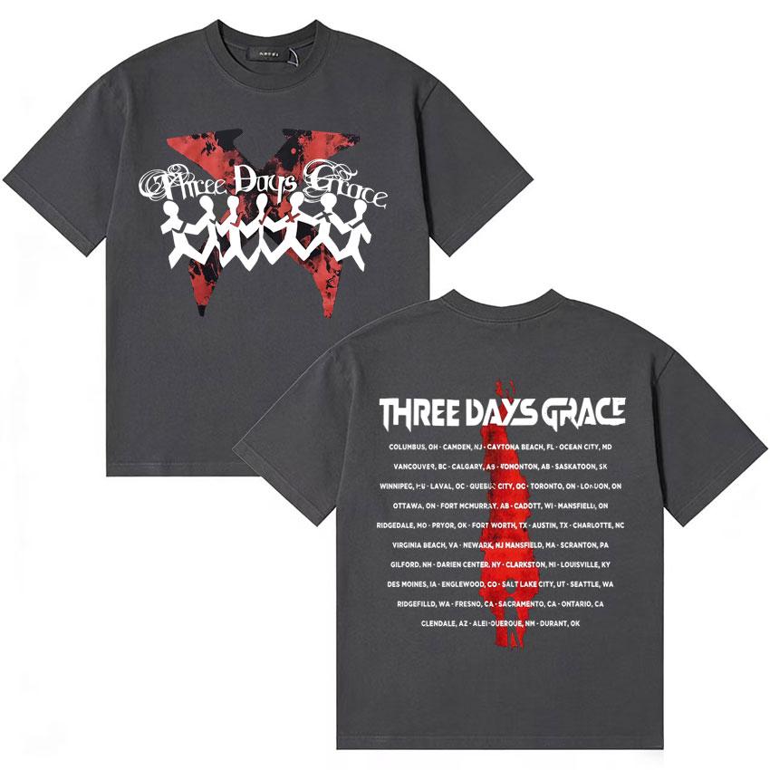ALIENATION 2025 TOUR TEE THREE DAYS GRACE Tshirts Cotton Harajuku Short Sleeve Tshirt Unisexs Women Y2K ONeck Gothic Cozy T Shirt