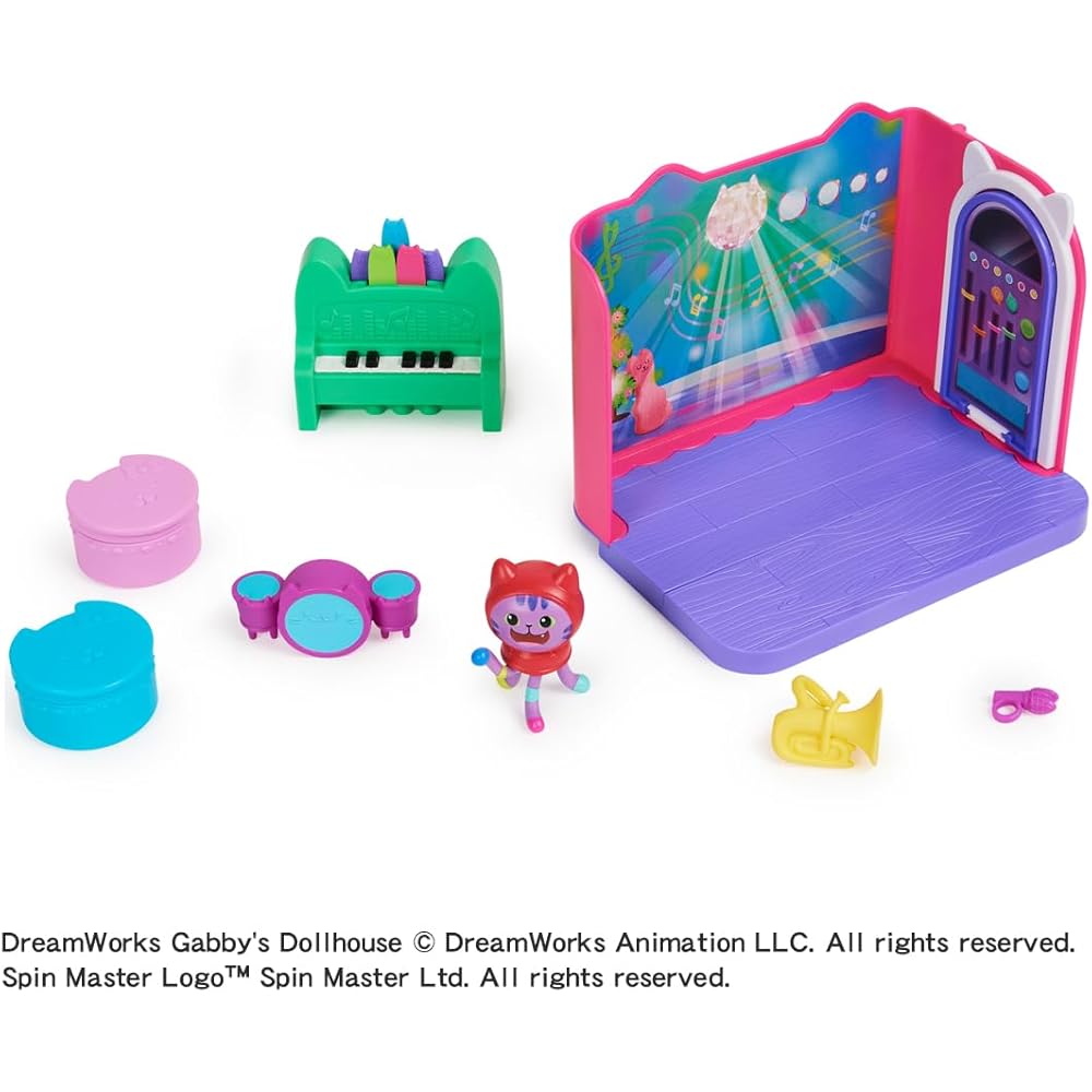 Gaby Dollhouse DJ Catnip Music Room Set with Accessories and Furniture