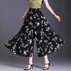 Women's High Waist Floral Printed Wide Leg Culottes Summer Thin Nine Length Large Swing Casual Skirt Pants With Side Pockets For Plus Size
