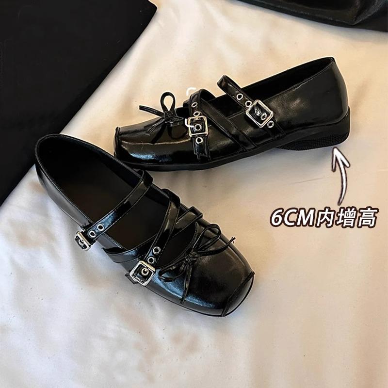 Fashion Internal Elevation 6CM Women Mary Jane Shoes Fashion Butterfly-knot Single Shoes Ladies Casual Street Style Dress Red Pumps