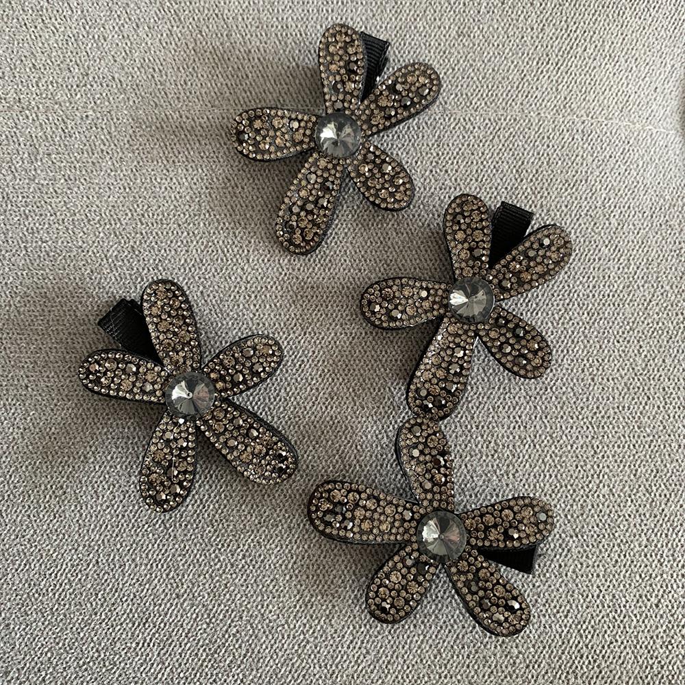 New 2 Pcs Cute Toddler Hair Clips Black Bow Diamond Slip Hair Pins Accessories Barrettes for Girls Kids Hairstyle DIY Decoration