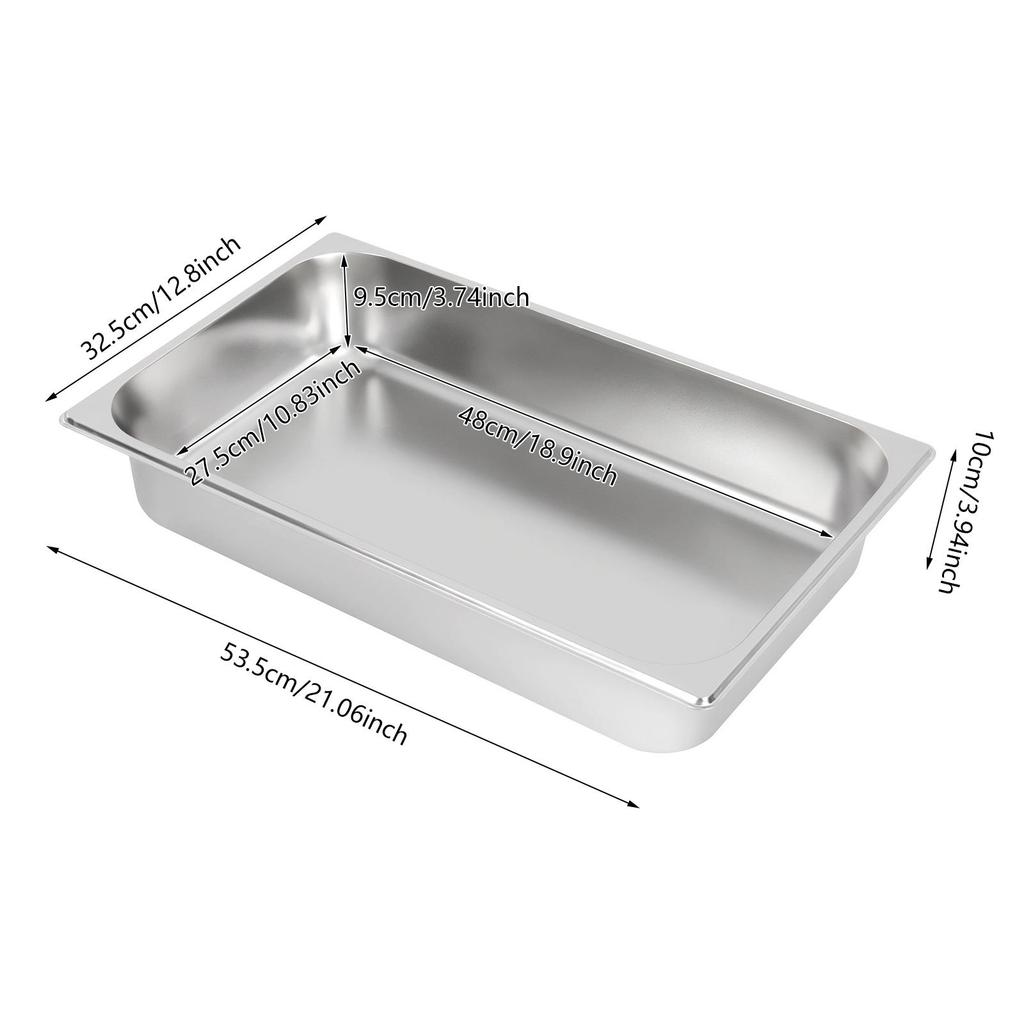 4-Pack 201 Stainless Steel Steam Table Pans with Lids, 2.38 Gal Food Pans 21 Inch Hotel Pan for Catering, Buffet, Restaurant & Home Kitchen