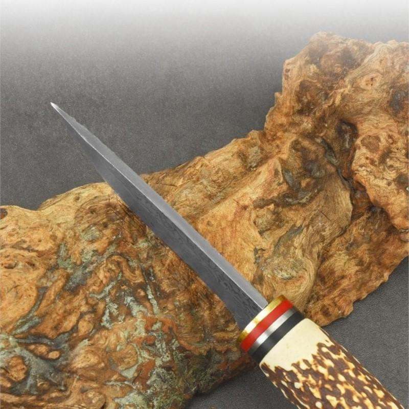 Outdoormesser Damaskus Gemusterter Griff aus Knochenimitat Fleischschneiden Innere Mongolei Fleischmesser D3 Gerades Messer