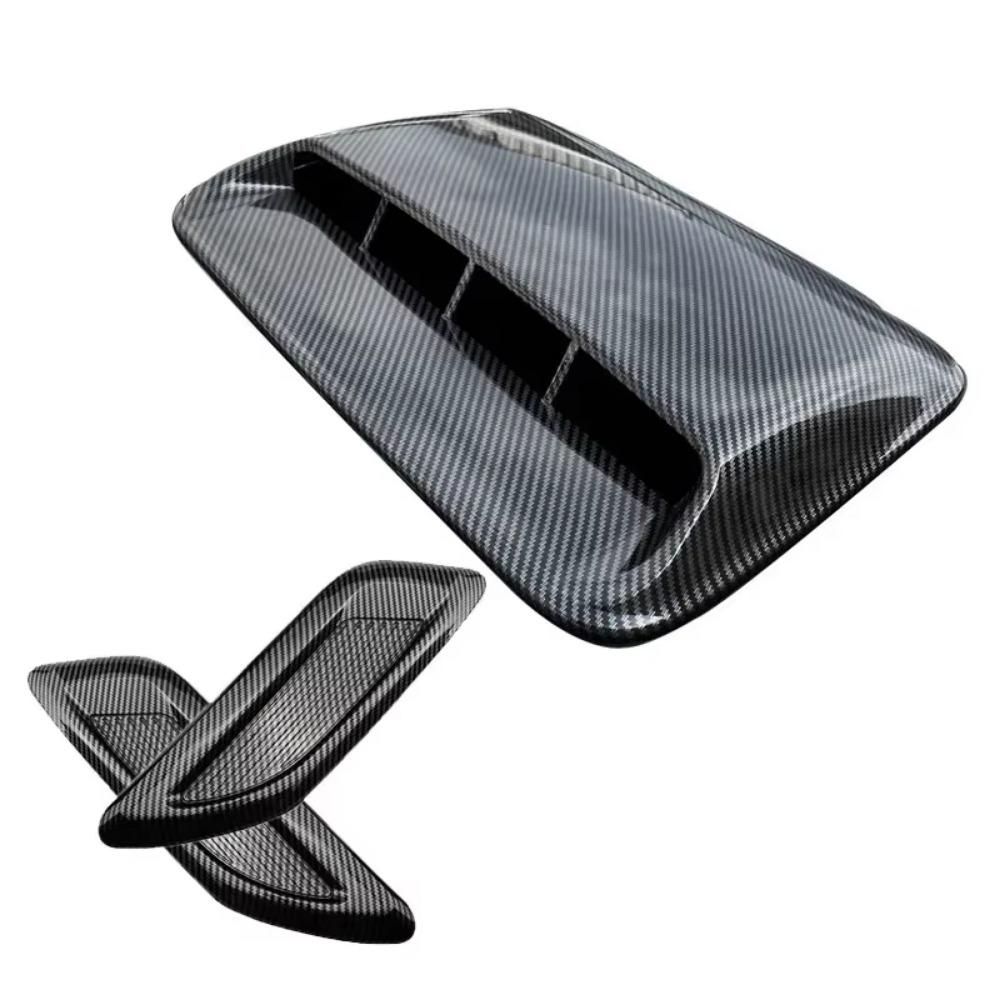 Carbon Fiber Hood Scoop Decorative Trim Air Outlet Decorative Cover  Auto Exterior Accessories