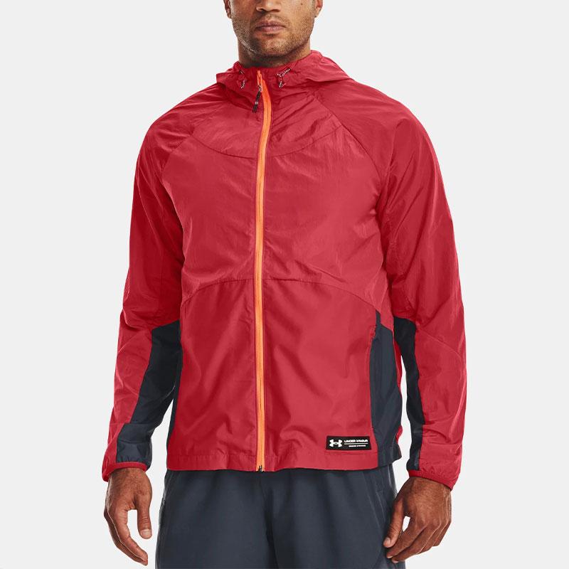 Under Armour Rush Woven Full-Zip Hooded Jacket Men Jackets Red 1377181-638