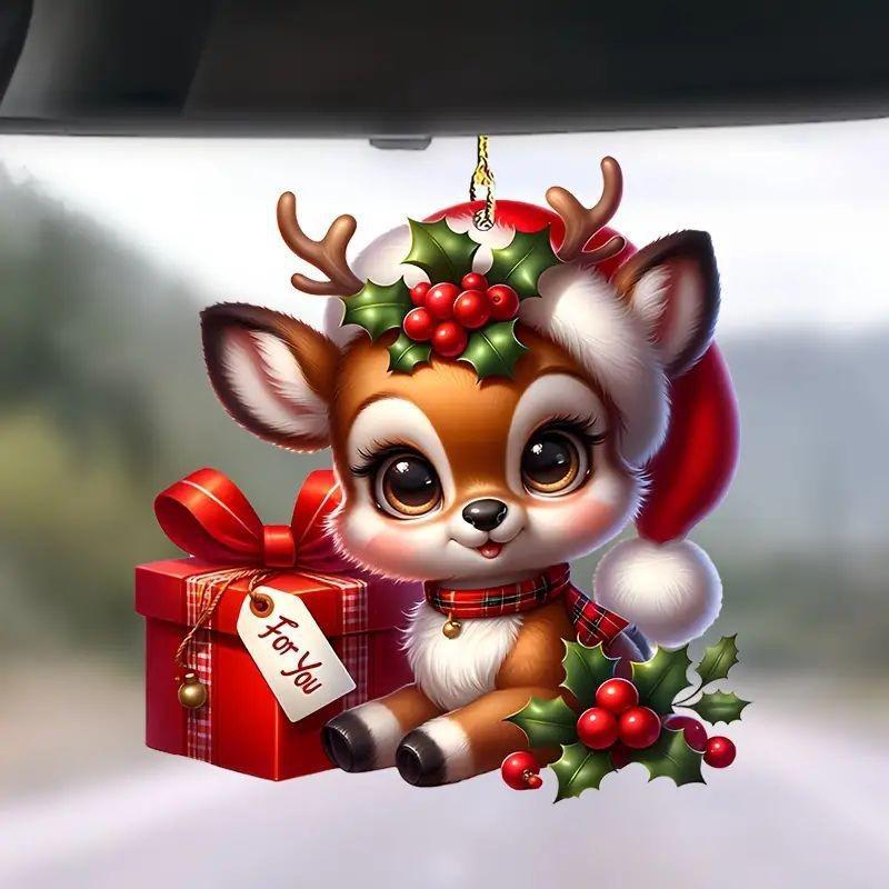 Acrylic Cartoon Fun Christmas Tree Hanging Decoration Ideal For Car Style Interior